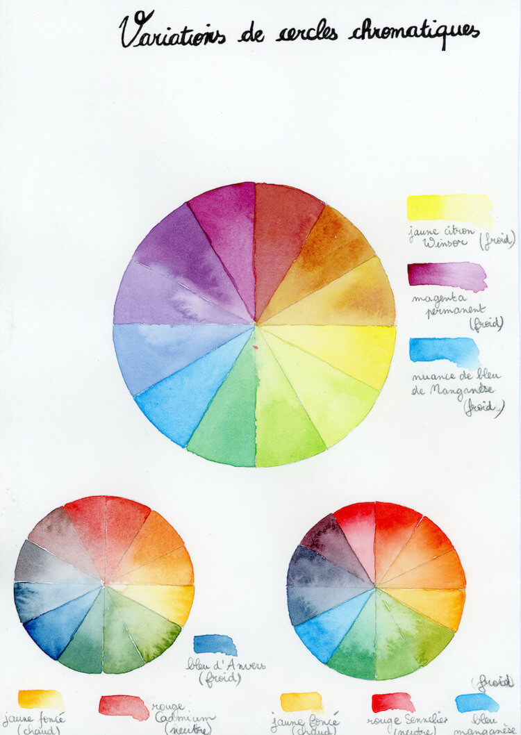 cercle chromatique aquarelle nivdul illustration
